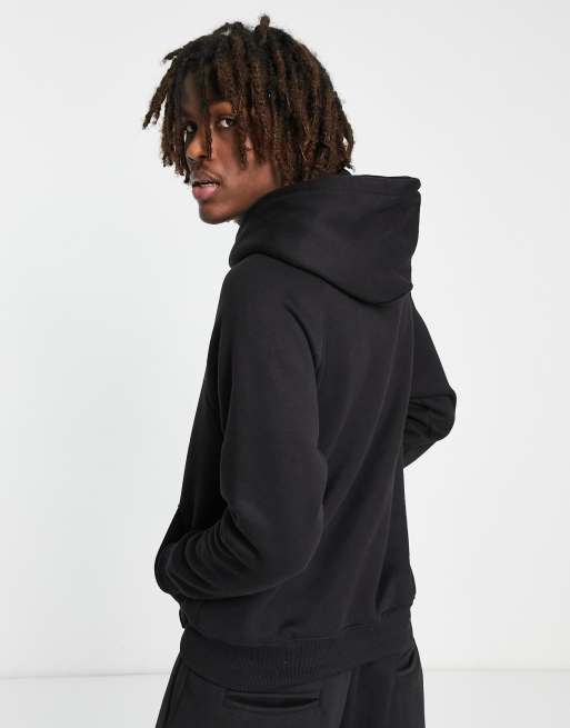 Sixth June heavyweight hoodie with snap fastening in black - part