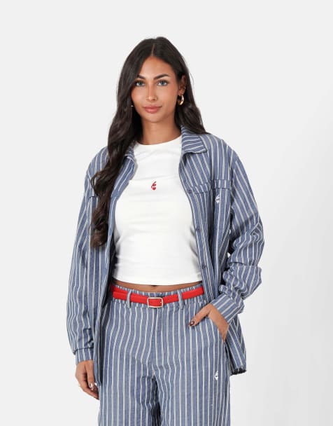 Sixth June – Hemdbluse in Dunkelgrau mit Streifen und 6-Herz-Logo - view 1