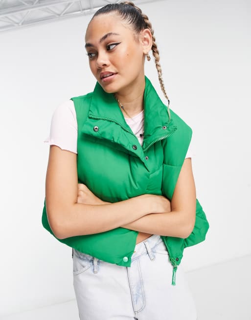 High Neck Cropped Puffer Vest