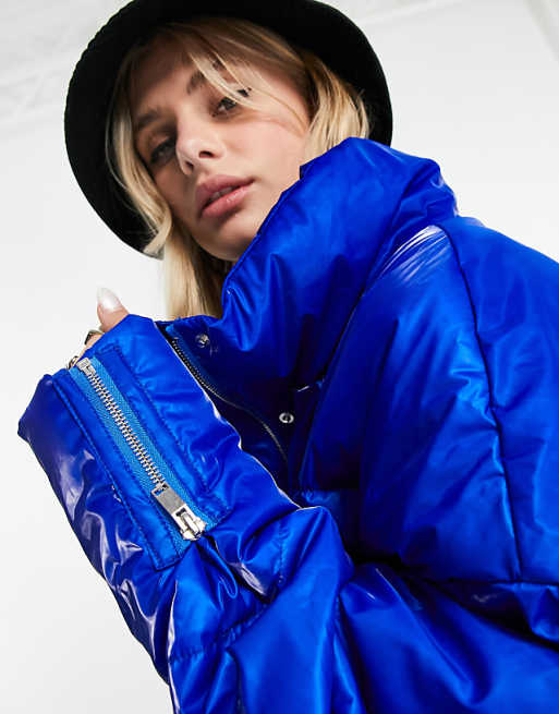 Sixth June high neck oversized puffer jacket in iridescent Sixth June high neck oversized puffer jacket in iridescent