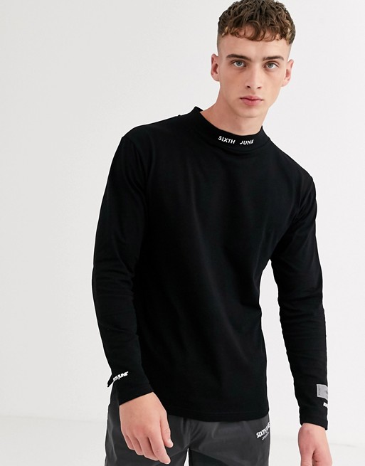 Sixth June high neck sweat with embroidered logo in black