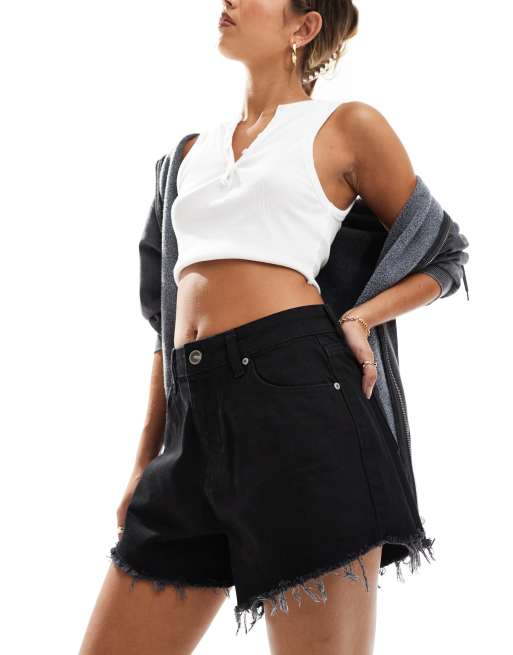 Sixth June high waisted denim shorts in washed black ASOS