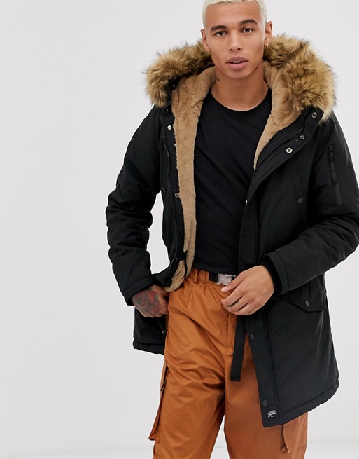 Sixth June hooded parka with faux fur hood