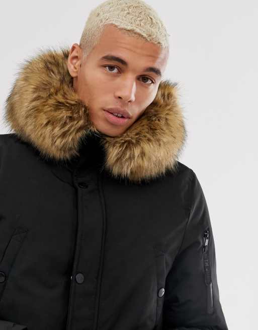 Sixth june hooded parka best sale with faux fur hood