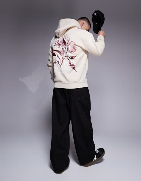 Sixth June - Hoodie met botanische print op de achterkant in beige - view 1