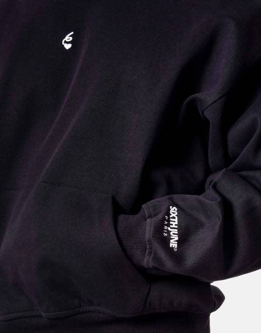 Sixth June - Hoodie met geborduurd hart in zwart, 4 van 4