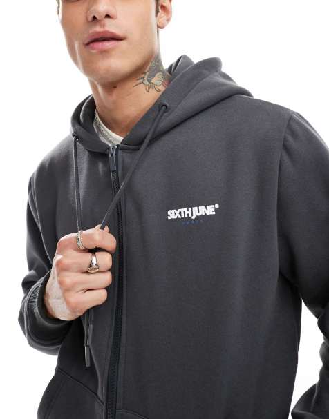 Sixth June - Hoodie met print en rits in grijs, deel van co-ord set - view 1
