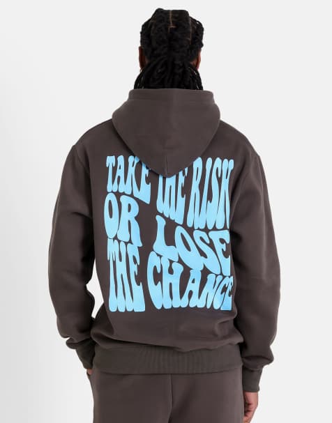 Sixth June - Hoodie met 'Take the risk' print in bruinzwart - view 1