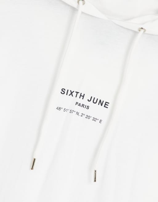 Sixth June - Hvid hættetrøje i let stof i skinny fit, 3 af 4