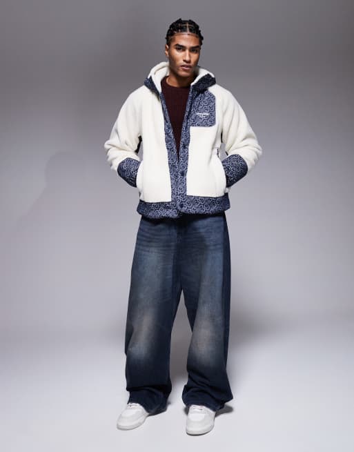 Sixth June - Jakke i sherpa stil med hætte og denimdetaljer med print, 2 af 5