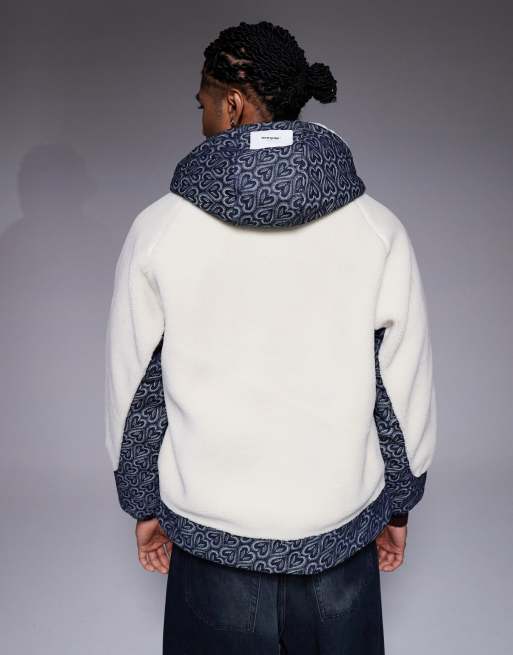 Sixth June - Jakke i sherpa stil med hætte og denimdetaljer med print, 3 af 5