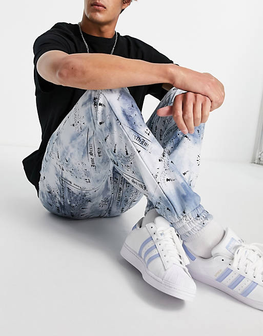 Sixth June jersey joggers co-ord in blue tie dye with bandana print