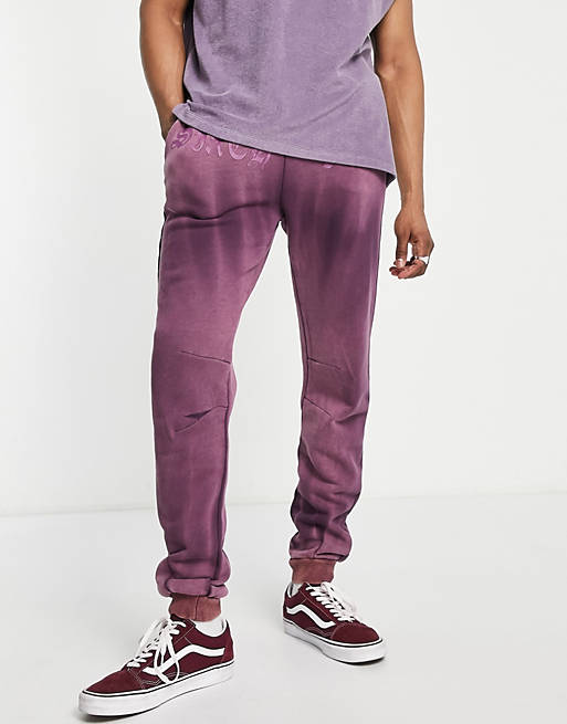 Sixth June jersey trackies in purple tie dye with tonal logo print (part of a set)