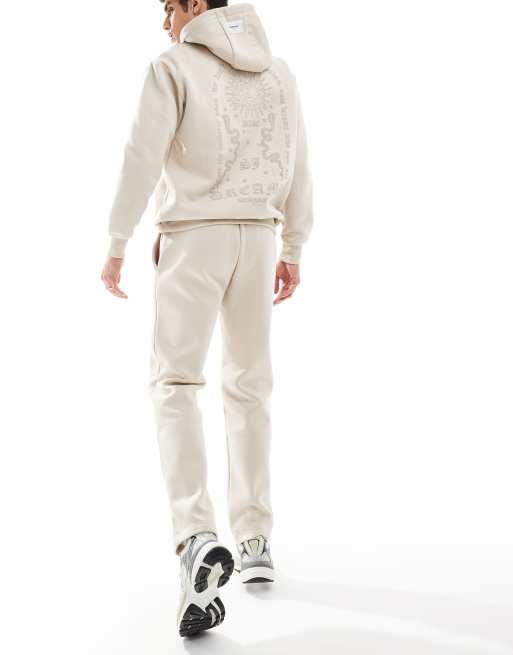 Sixth June - Joggers dritti beige con motivo stampato in coordinato, 4 di 5