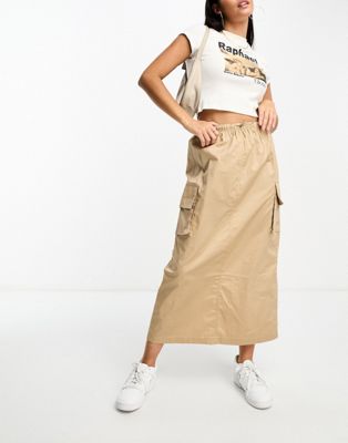Sixth June cargo maxi skirt in beige - ASOS Price Checker