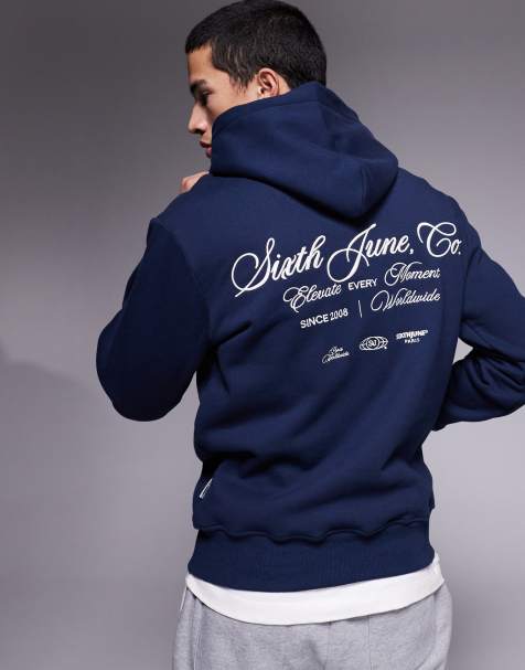 Sixth June – Kapuzenpullover in Navy mit Logoprint am Rücken - view 1