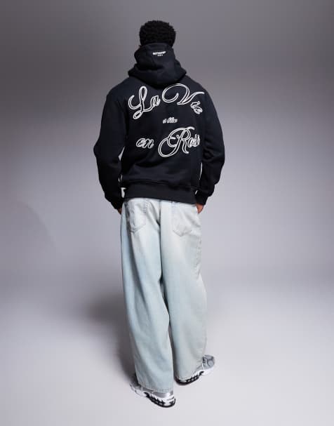 Sixth June – Kapuzenpullover in Schwarz mit Rückenprint mit französischem Motiv - view 1