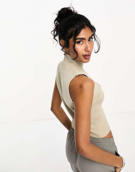 Sixth June knit crop top in beige | ASOS