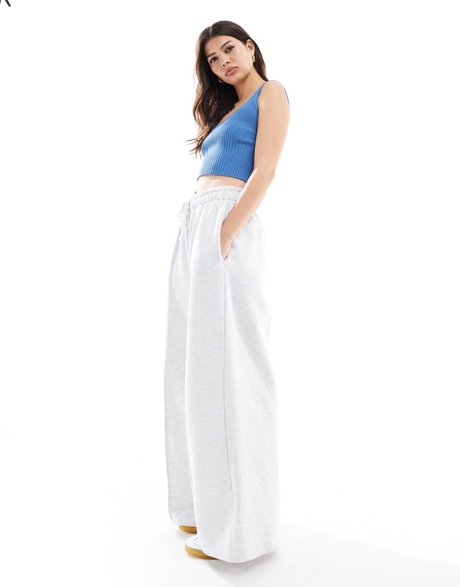 sixth june knit tank top with open back in blue