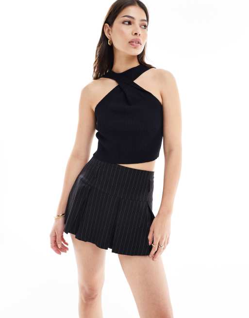 Sixth June knit twist front tank top in black | ASOS