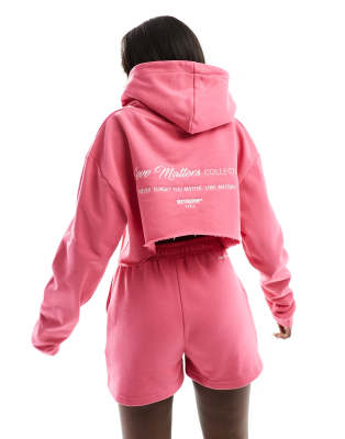 Sixth June – Kurz geschnittener Kapuzenpullover aus Jersey in Rosa, Kombiteil