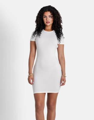 Sixth June - Kurzärmliges Minikleid in Beige mit Waffelstruktur-Neutral