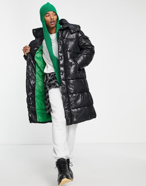 Sixth June – Lang geschnittene Steppjacke in Schwarz