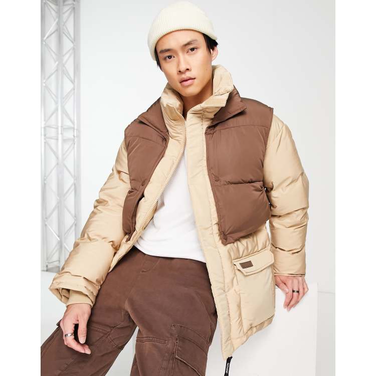 Sixth June layering puffer jacket in beige | ASOS