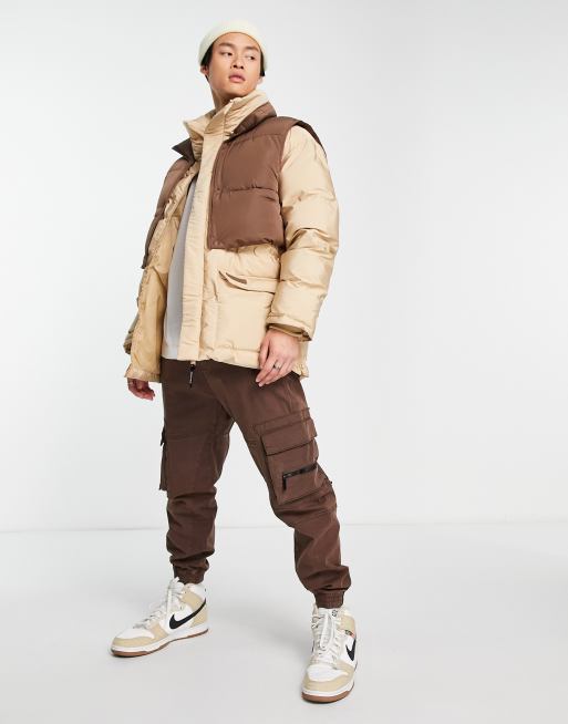 Sixth June layering puffer jacket in beige | ASOS