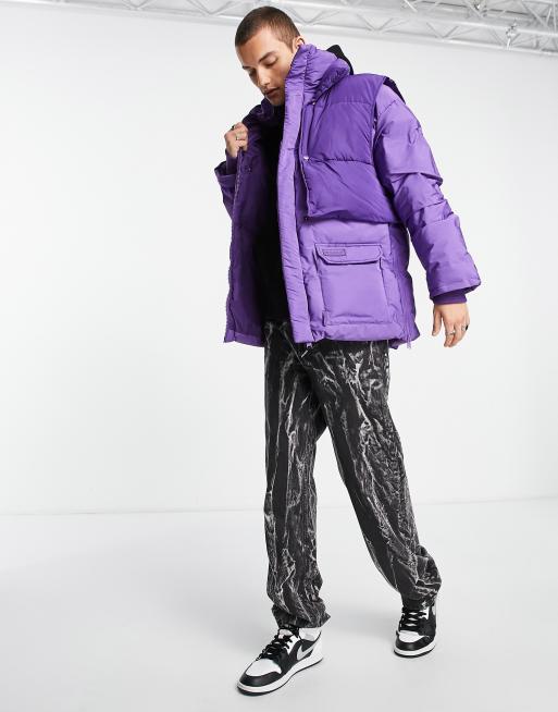 Calvin Klein Jeans two-tone ripstop puffer jacket in iridescent purple