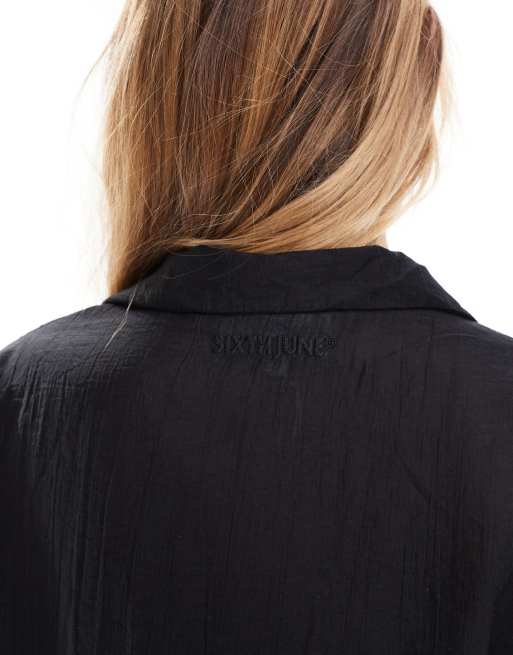 Sixth June linen look short sleeve blazer in black - part of a set, 3 of 4