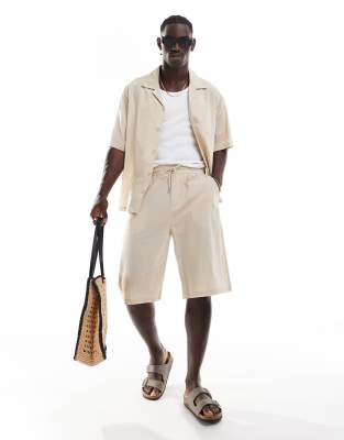 Sixth June linen shorts co-ord in beige-Neutral