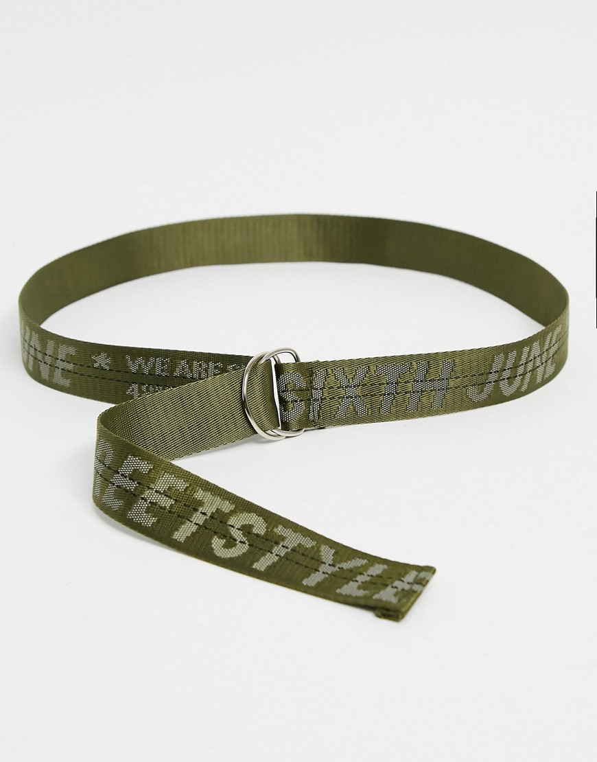 Sixth June logo belt in khaki-Green