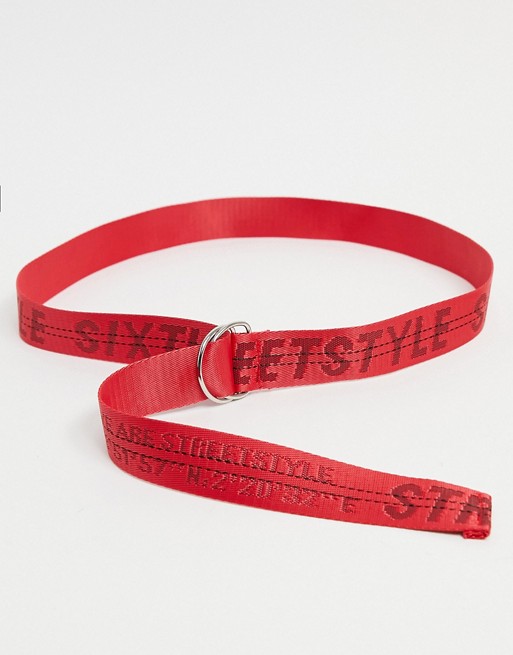 Sixth June logo belt in red