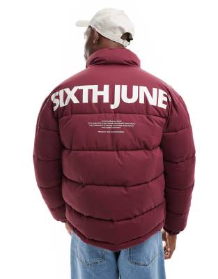 logo detail puffer in burgundy-Red