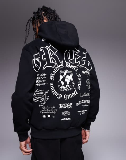 Sixth June logo motif back print hoodie in black - view 1
