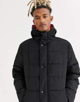 longline puffer jacket with hood