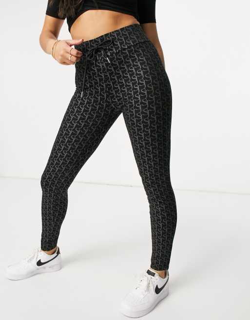 Black Monogram High Waisted Leggings