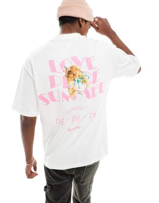 love summer loose fit T-shirt in white