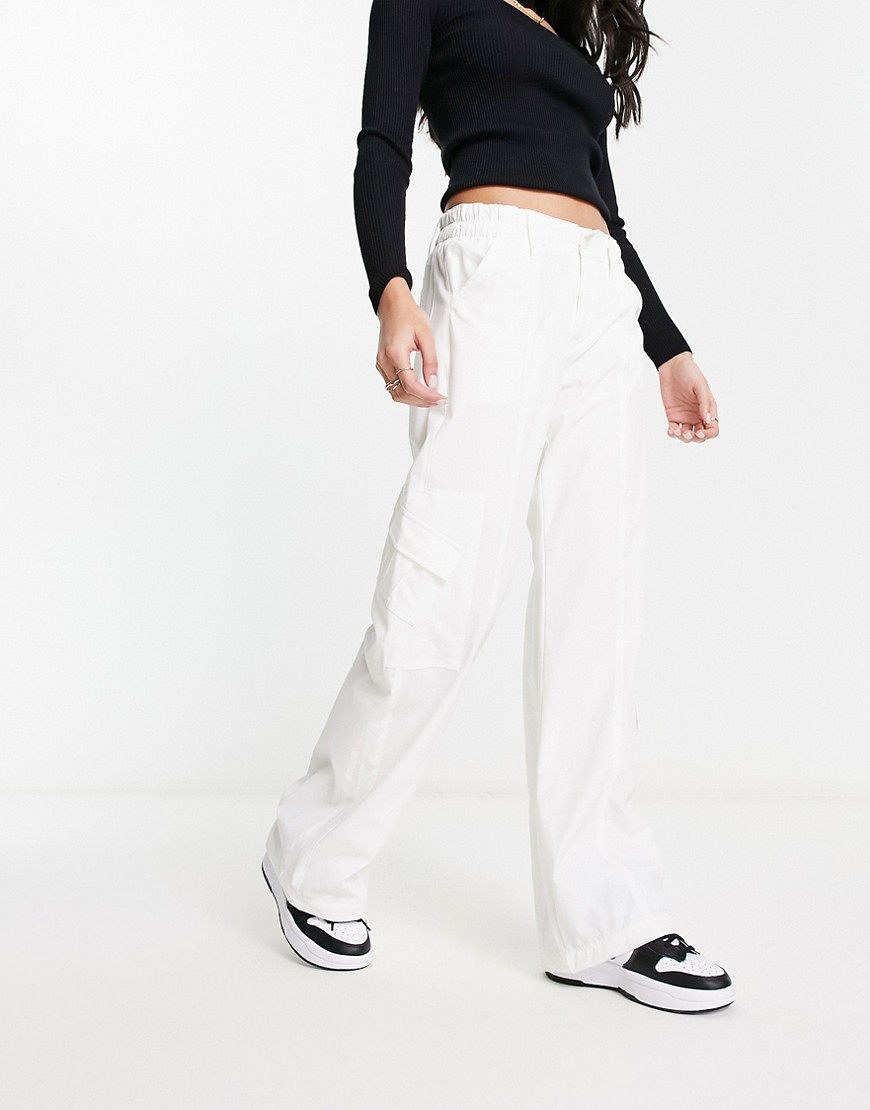 Sixth June low rise Y2K utility cargo pants in white