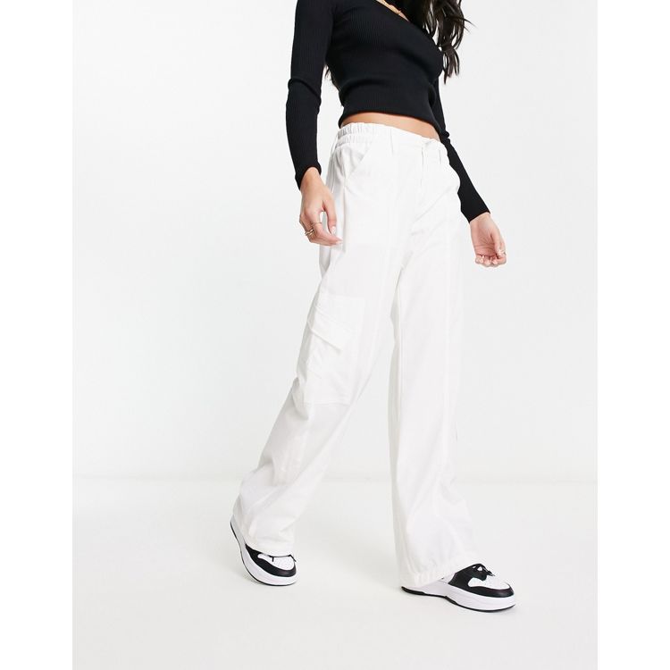 Sixth June low rise Y2K utility cargo pants in white