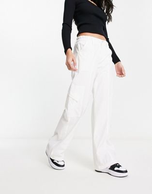 Sixth June low rise Y2K utility cargo trousers in white