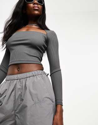 Sixth June low waist nylon parachute pants in gray | ASOS