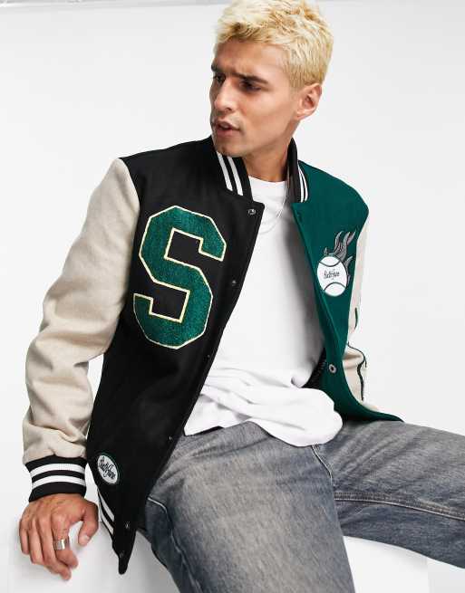 Sixth June – Mehrfarbige College-Jacke mit gespleißtem Design