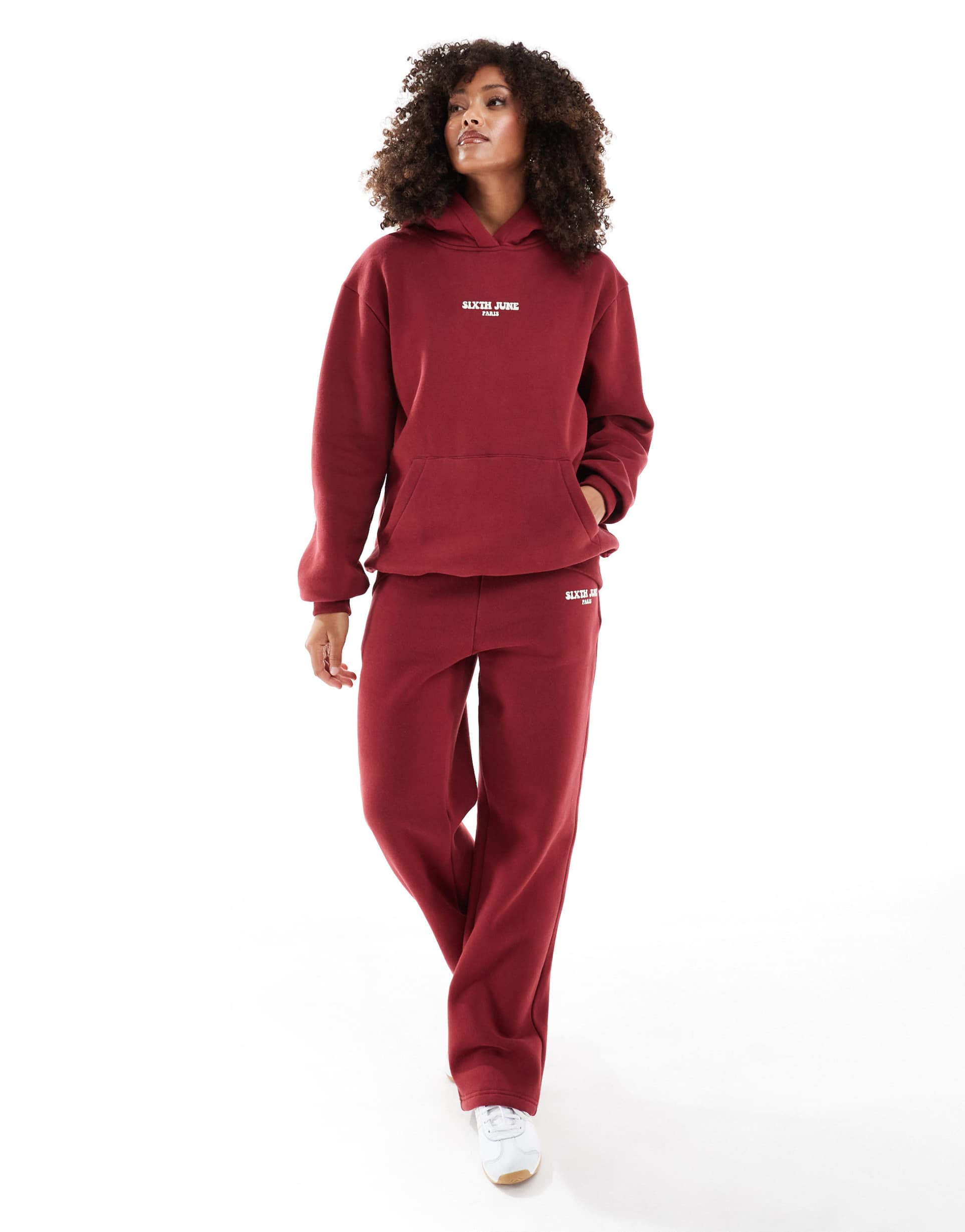 sixth june motif sweatpants in burgundy - part of a set