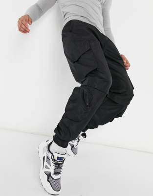 black multi pocket cargo pants