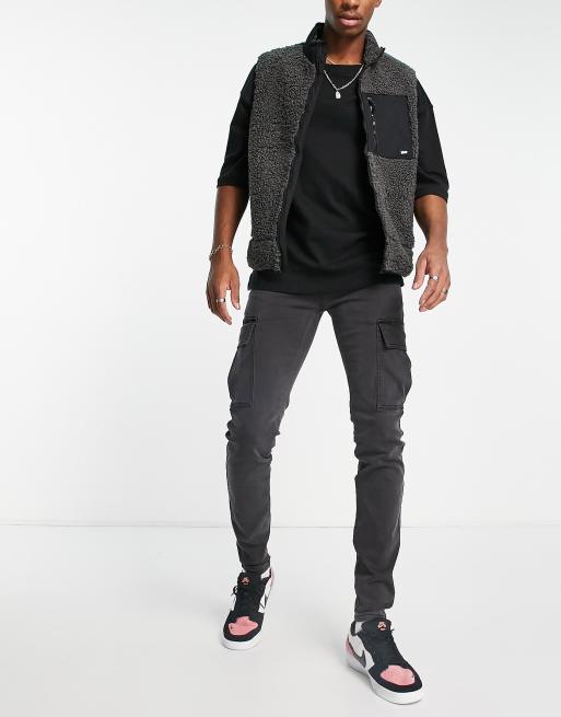 Sixth June - Nauwsluitende cargo jeans in zwart met wassing