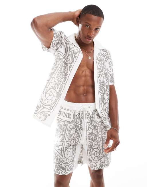 Sixth June - Overhemd met reverskraag en print in wit, deel van co-ord set