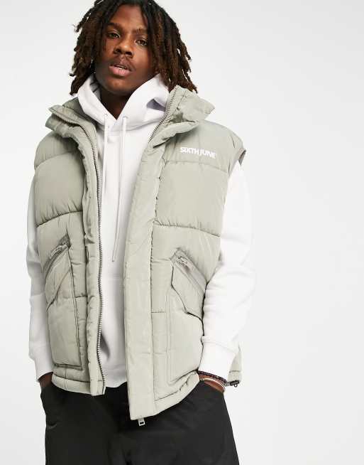 Sixth June oversize padded vest in gray