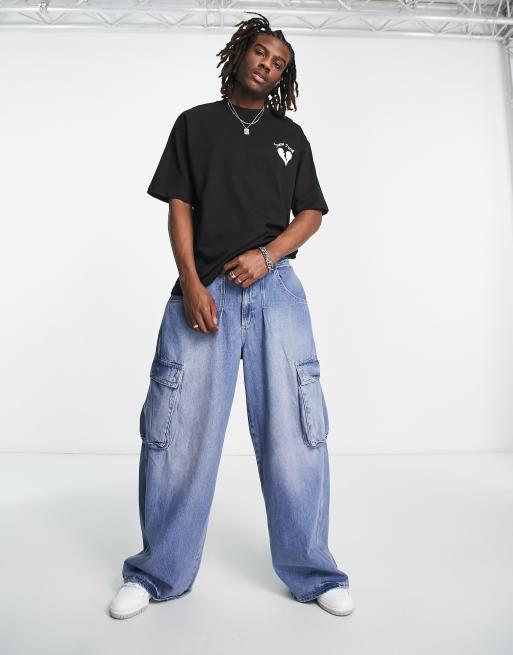 Sixth June – Oversize-T-Shirt in Schwarz mit zerbrochenem Herzmotiv
